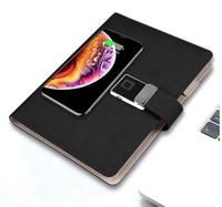 Carnet en cuir avec chargeur sans fil intégré pour voyages d'affaires, personnalisable avec logo