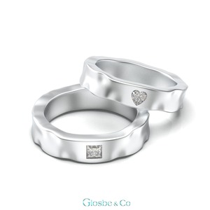 Bague de couple en argent avec zircone cubique de couleur personnalisable, unisexe, Vietnam, cœur, amour - Design argent et or, bagues de couple - Product Image 2