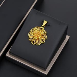 Jxx - Collar con Colgante de Flor de Latón Chapado en Oro para Mujer, Joyería Hip Hop para Novia, Estilo Indio para Niñas, Inspirado en Dubái y Turquía - Product Image 3