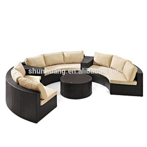 Canapé <span class=keywords><strong>rond</strong></span> fonctionnel en rotin, ensemble <span class=keywords><strong>d</strong></span>'extérieur, meubles en osier - Product Image 4