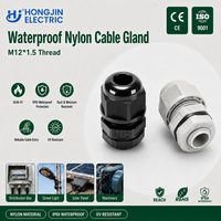 Passe-câbles étanches IP68 en nylon basse tension Hongjin de haute qualité M12*1.5 pour l'industrie électrique, noir et blanc, 4-8mm