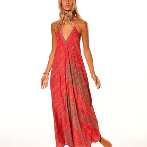 2024 Women Casual Loose Strap Dress Colors Halter Summer Sexy Bohemia Camis Maxi Dress Plus Size Dresses