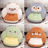 Bantal Duduk Hewan Kartun Anti Selip Alas Sofa Lucu Babi Penguin Dinosaurus Beruang Bulu Halus untuk Anak-anak Dewasa
