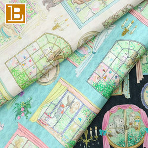 BILU diseñador japonés de moda Yukiemon dibujos animados lindos fuera de la ventana impreso personalizado 100% tela de popelina de algodón peinado - Product Image 2