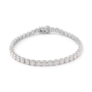 Provence Jewelry 950 Silver Hip Hop Style Bracelet 7.3 inch Tennis Bracelet Round Brilliant Cut DEF Moissanite Bracelet