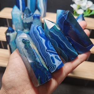 Pietra di Cristallo Naturale all'Ingrosso per Guarigione, Torre a Punta, Sfera di Cristallo di Sardonice Blu per Uso Spirituale - Product Image 5