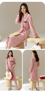 Großhandel Paar Home Schlaf tragen Winter Custom Stickerei Logo 100% Baumwolle Waffel Hotel Spa Bademantel <span class=keywords><strong>Set</strong></span> - Product Image 4