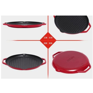 Padella <span class=keywords><strong>in</strong></span> <span class=keywords><strong>ghisa</strong></span> smaltata da 32CM per barbecue per la torrefazione di bistecca e frittura <span class=keywords><strong>in</strong></span> <span class=keywords><strong>ghisa</strong></span> resistente per cucinare all'aperto - Product Image 5