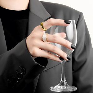 Anillo Abierto de Latón Chapado en Oro de 18K, Joyería Fina de Lujo, Anillos Elegantes con Diseño de Goteo de Aceite, Anillos Irregulares Coloridos de Moda para Mujer - Product Image 3