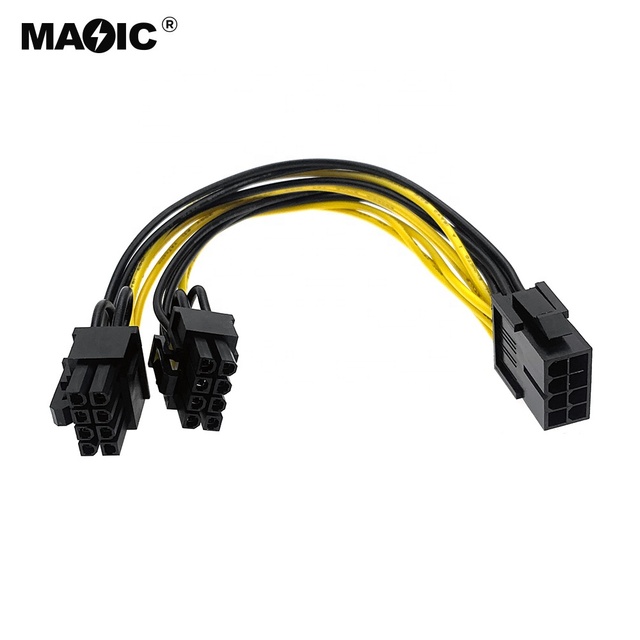 20cm Pcie 8 Pin Female to Dual 6+2Pin Male Pci-express 8pin to Dual 8 Pin Splitter Gpu Graphics Card Power Supply Cable