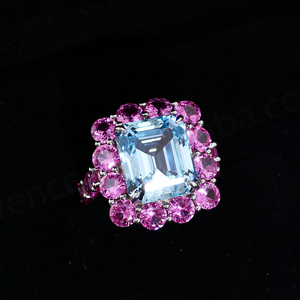 Anillos de Piedras Preciosas de Plata de Ley 925 con Gemas Cultivadas en Laboratorio Azules de Alta Calidad para Bodas y Fiestas - Product Image 3