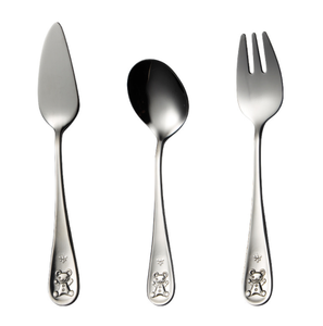 DFK0311 Ensemble de couverts pour enfants en acier inoxydable SUS 304, motif ours en peluche, couteau, fourchette, cuillère, 3 pièces - Product Image 2