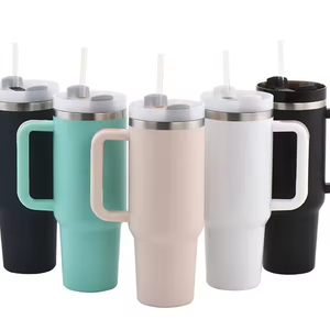 Mug de voyage personnalisé 40 oz, vierge pour sublimation, en acier inoxydable, isotherme sous vide, couleur mate, avec poignée, couvercle et paille - Product Image 4