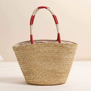 Sac de plage en paille tressée grande capacité, nouvelle mode, brodé cerises, pour vacances en bord de mer - Product Image 3