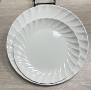 Ensemble d'assiettes pour mariage, vaisselle pour banquet d'hôtel, ensemble d'assiettes plates pour dîner avec motif de fleurs rondes blanches bon marché, ensemble d'assiettes de restaurant personnalisées - Product Image 2