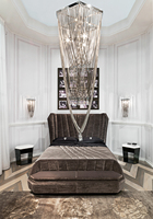 Lit en bois et velours personnalisé, de luxe, pour villa