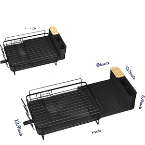Égouttoir à vaisselle pliable double niveau moderne pour cuisine, extensible, en métal, grande taille, étagère de rangement multifonctionnelle, vente en gros - Product Image 4