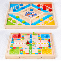 Jeu de société interactif 2-en-1 multifonctionnel en bois pour deux joueurs : Échecs rebondissants et Jeu d'échecs volant pour enfants et parents