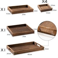 Plateaux de service en bois Yukmin avec poignée-Ensemble de 7 plateaux rectangulaires pour recevoir, petit-déjeuner, table basse, décoration intérieure