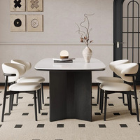 Ensemble de table à manger moderne en bois massif et dalles de pierre pour mobilier de maison salon pliable pour 6 places