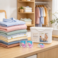 Capsules et billes de lessive jetables multicolores 4-en-1 à forte puissance nettoyante pour le lavage à la main des vêtements