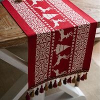 Chemin de table de Noël personnalisé imprimé motif dessin animé, décor festif pour la maison et l'hôtel, pour dîners en extérieur et fêtes, en polyester/coton jacquard tissé
