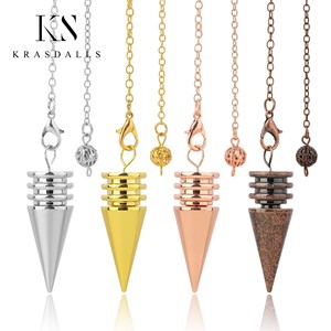 Commercio all'ingrosso oro antico argento cono di metallo Reiki Dowsing amuleto rame pendolo energia Pendulo divinatorio gioielli. - Product Image 1
