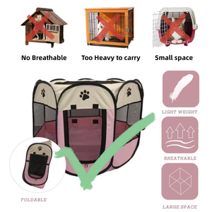 กรงสุนัขพับได้แปดเหลี่ยมพับได้พร้อมถาดพลาสติกสำหรับสุนัขและแมว - Product Image 4