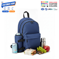 Sac à dos isotherme doublé PEVA avec poche pour bouteille et fermeture éclair pour pique-nique, voyage, travail, école