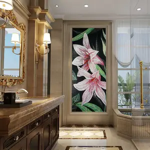 عرض رائع بلاط جدارية فسيفساء زجاجي على شكل زهرة لتزيين جدران الغرف والمطبخ والمعيشة