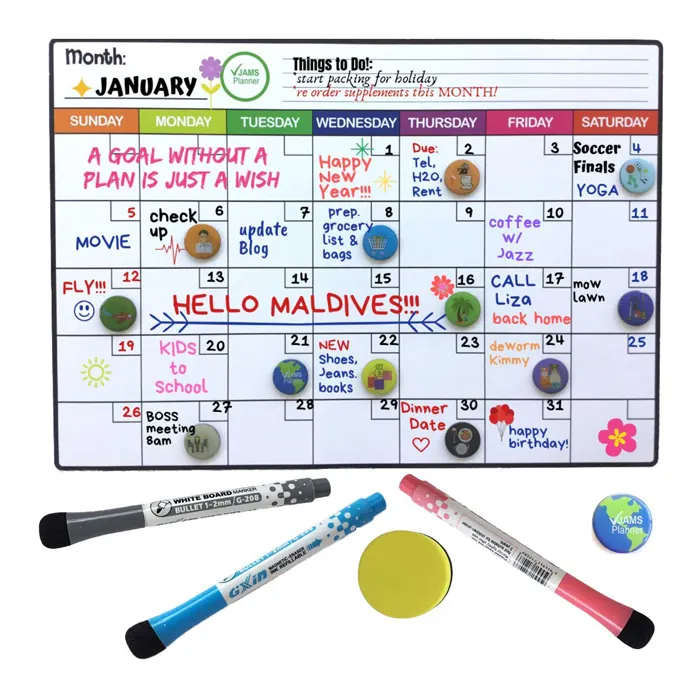 Pianificatore del calendario magnetico del magnete del frigorifero del grafico di ricompensa dei bambini colorati personalizzati