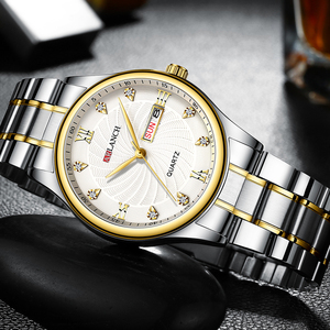 Elegant Mens Luxury Chronograph Watch Two Tone Band Gold Dial Quartz Wristwatch for Gifting - Product Image 4