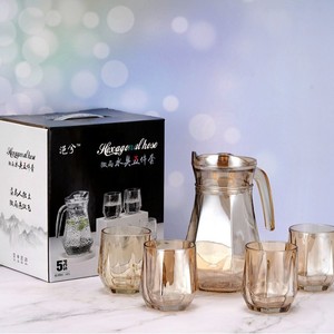 Juego de cinco piezas de teteras para agua fría, tazas para el hogar, vasos de verano, juego de vasos de agua de vidrio transparente. - Product Image 2