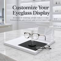 Présentoir à lunettes en acrylique noir et blanc contrastant, support haut pour lunettes, étagère arrière transparente à double couche, présentoir de comptoir