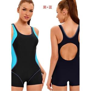 Nouveau maillot de bain une pièce de sport et de course noir avec empiècements latéraux colorés et dos nu pour femme - Product Image 4