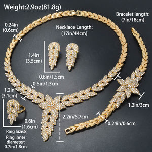 Vente en gros de bijoux de mariage de haute qualité plaqués or, ensemble de bijoux de mariée personnalisé en zircon hawaïen - Product Image 6