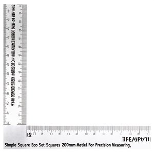 Simple <b>Square</b> Eco <b>Set</b> <b>Squares</b> 200mm Metal Ruler For Precision Measuring - Product Image 2