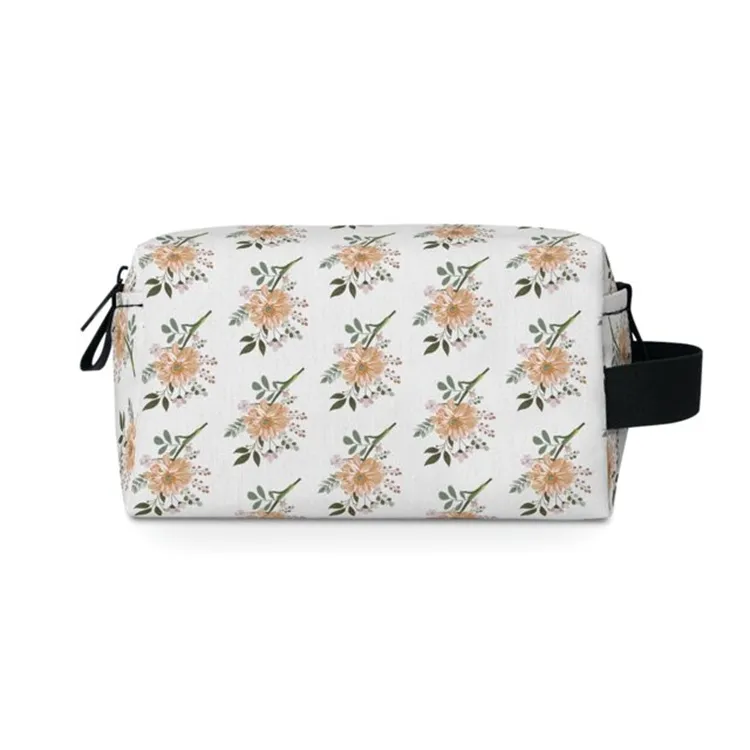 Free Sample Custom Floral Quilted Cotton Zip Puffy Makeup Bag Soft Cosmetic Cases For Women