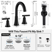 Robinet mélangeur de lavabo de salle de bain en acier inoxydable SUS304 OEM à double poignée avec valve en céramique, eau chaude et froide, sans plomb, vente en gros d'usine