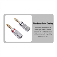 Conector Banana de 4mm Chapado en Oro, Aleación de Aluminio y Cobre, Sin Soldadura, para Cable de Altavoz, Sistema de Cine en Casa y HiFi