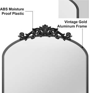 <span class=keywords><strong>Miroir</strong></span> arqué antique, miroirs muraux décoratifs en bronze, <span class=keywords><strong>grand</strong></span> <span class=keywords><strong>miroir</strong></span> <span class=keywords><strong>baroque</strong></span> avec cadre en aluminium, miroirs ornés pour salle de bain (30 "x 22") - Product Image 5