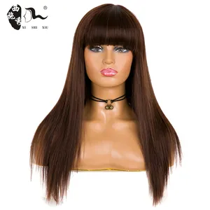 Vente en gros Perruques synthétiques blondes ombrées avec frange Perruque longue vague naturelle pour femmes Daily Party Cosplay Cheveux résistants à la chaleur