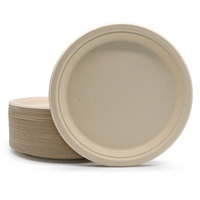 Assiettes jetables biodégradables en papier de 6 pouces, 100 % compostables, non blanchies, en bagasse de canne à sucre, pour fêtes, mariages et événements