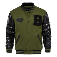 Blouson universitaire pour homme, style baseball, avec manches en cuir et corps en laine, style Letterman, pour l'hiver, streetwear, manteau de mode