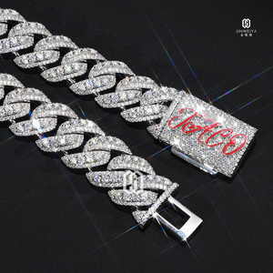Collar de eslabones cubanos de moissanita VVS de corte brillante redondo de 22 mm, chapado en oro blanco sobre latón, estilo Iced Out, joyería <span class=keywords><strong>fina</strong></span> <span class=keywords><strong>para</strong></span> hombre, estilo Hip Hop - Product Image 1