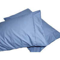 Parure de draps pliés en polyester et coton bleu clair uni, 4 pièces, pour hôtel, maison d'hôtes et gîte