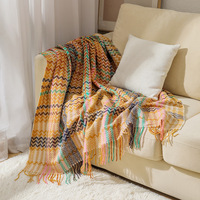 Couverture de canapé, couverture climatisée, drap de lit tissé style ethnique ondulé, serviette de canapé, nappe et couverture
