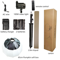 Lumière LED vidéo de studio professionnelle 100W avec télécommande portable COB pour le streaming en direct et la prise de vue vidéo, utilisable comme lampe selfie