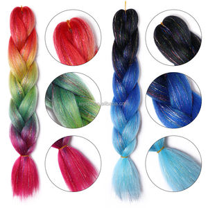Venta al por mayor de extensiones trenzas Jumbo de fibra resistente al calor brillante de oropel sintético de brillo mixto pelo trenzado para el día loco del cabello - Product Image 5