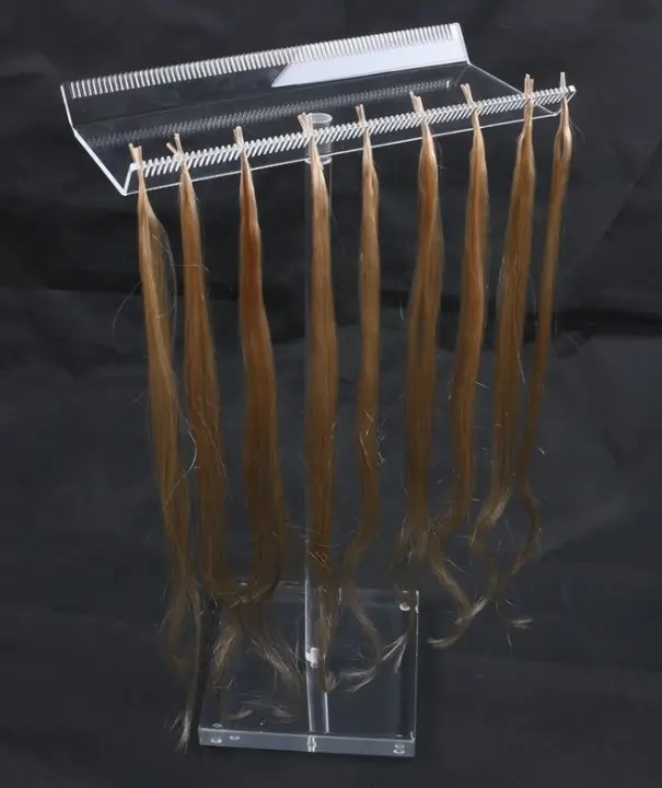 Acrylic hair extensions counter display stand,clip human hair extension holder